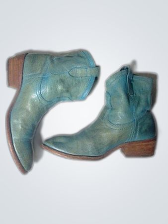 Frye Teal Leather Cowboy Boots