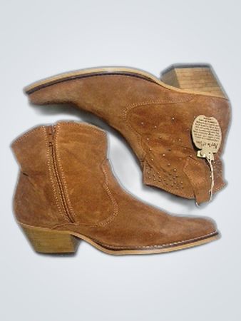 Shang Paradise Brown Suede Studded Ankle Boots