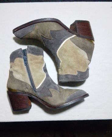 Hudine Grey Suede Cowboy Ankle Boots