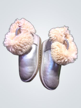 UGG Metallic Silver Fur Trim Ankle Boots