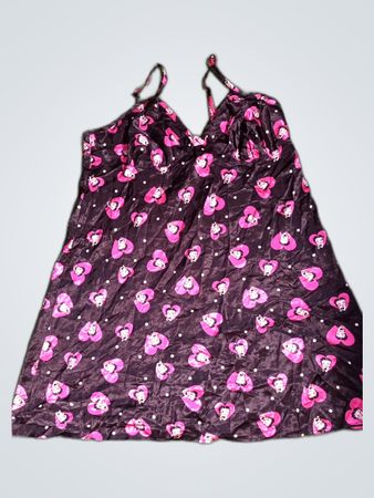 Pink Satin Slip Dress with Hearts Print
