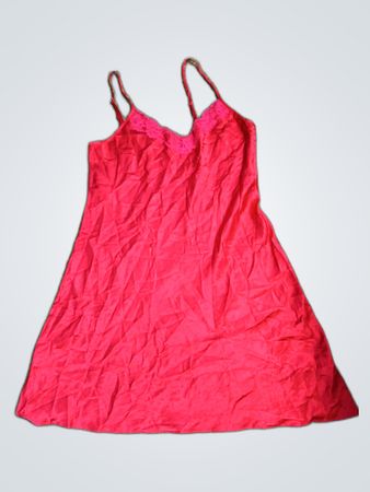 Red Lace Trim Slip Dress