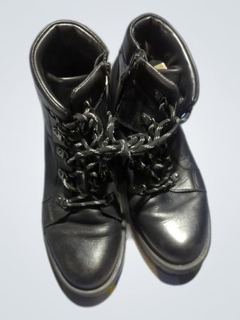 Unbranded Black Leather Lace-Up Combat Boots