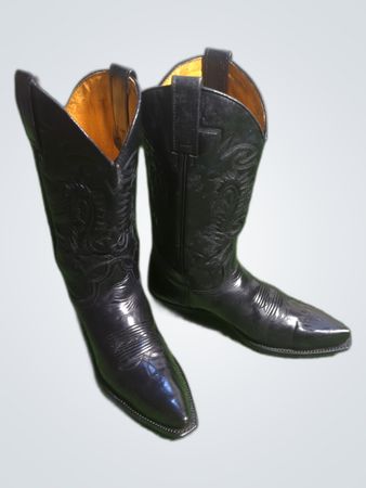 Larder by Sara Black Leather Cowboy Boots