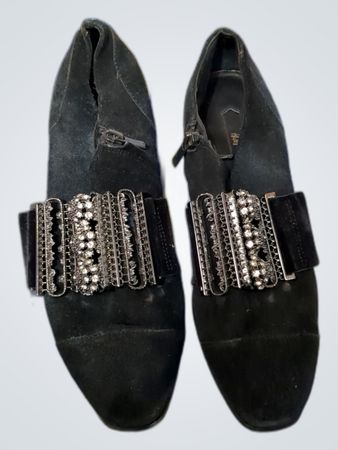 Zara Black Suede Embellished Loafers