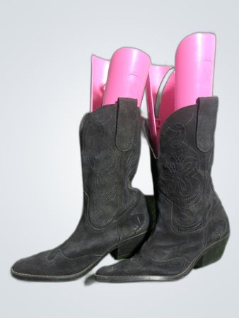 Frye Black Suede Cowboy Boots