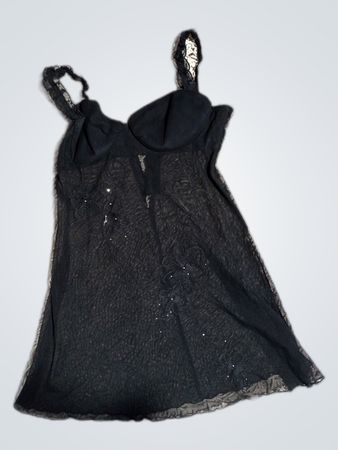 Giza Black Lace Slip Dress