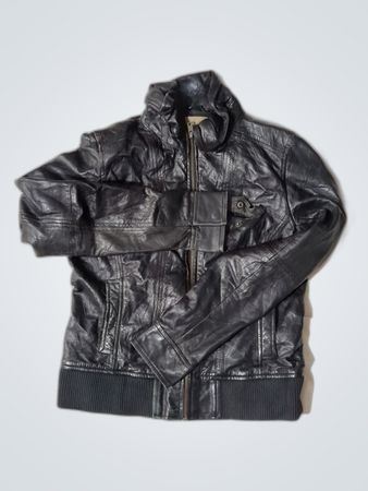 Sergio Conffiniini Black Leather Bomber Jacket