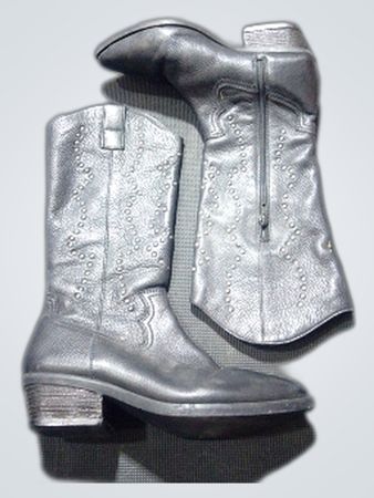 Silver Studded Leather Cowboy Boots