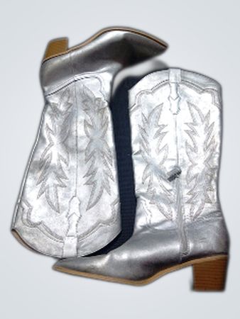 Silver Embroidered Cowboy Boots