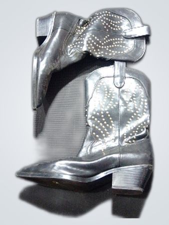 Silver Cowboy Boots with Rhinestones