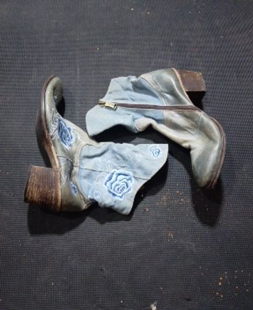 Unbranded Denim Embroidered Cowboy Ankle Boots