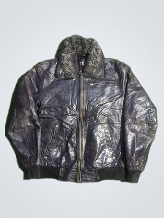 GUESS Leather Jacket with Fur Collar