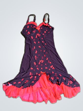Secret Possessions Black Heart Print Slip Dress