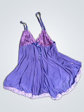Purple Lace Trim Slip Dress