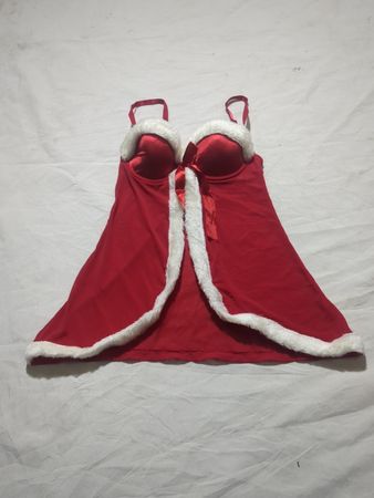 Closer Red Fur Trim Babydoll Lingerie