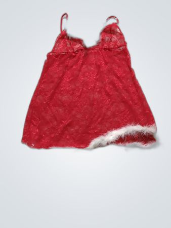 Ann Summers Red Lace Babydoll with Fur Trim