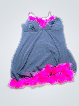 Black Feathered Slip Dress