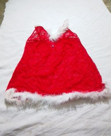 Anna Summers Red Lace Camisole with Fur Trim