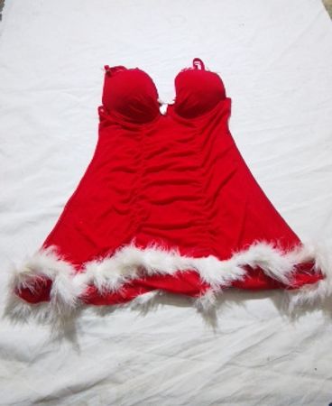 Red Santa Chemise with White Fur Trim