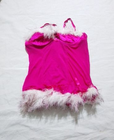 Pink Bra with White Fur Trim