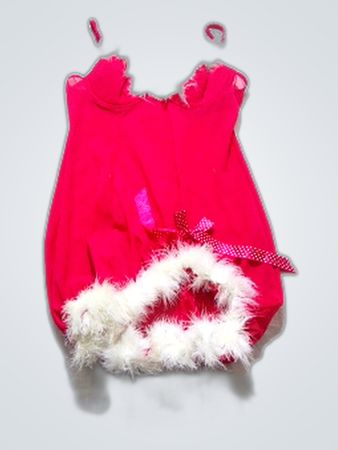 Pink Sleeveless Dress with White Fur Trim