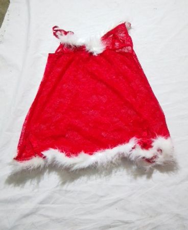Ann Summers Red Lace Babydoll with Fur Trim