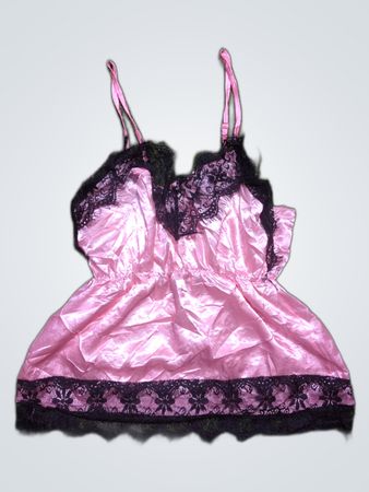 Pink Satin Cami with Lace Trim