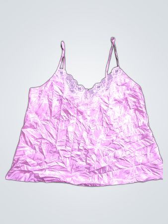 Pink Satin Cami with Lace Trim
