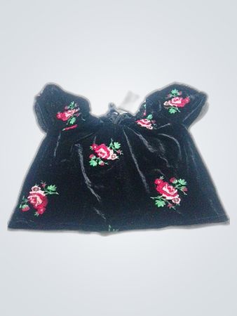 Black Floral Velvet Top