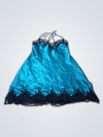 Teal Lace Trim Chemise