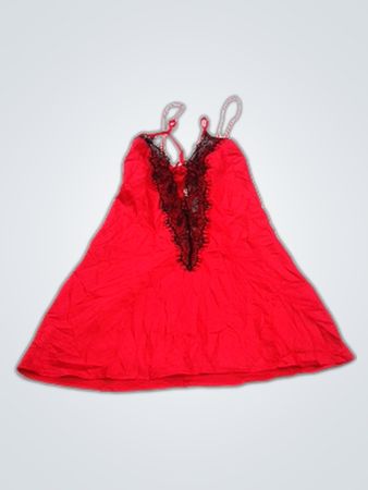 Red Chemise with Lace Trim