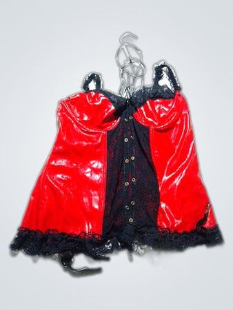 Roxana Red and Black Lace Trim Cape