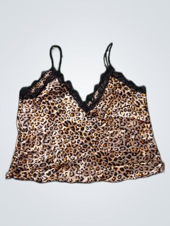 Leopard Print Lace Trim Camisole