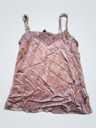 Brown Lace-Trimmed Top