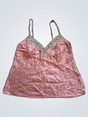 Avon Pink Satin Cami with Lace Trim