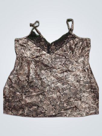 Black Lace Trim Printed Camisole