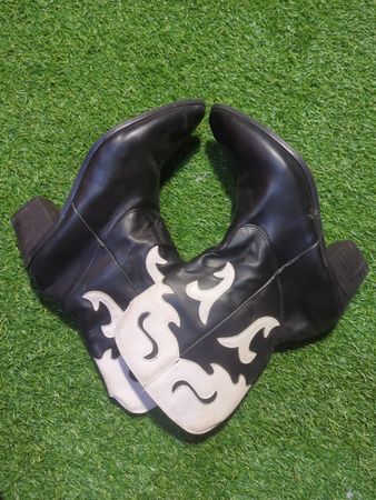 Black Cowboy Boots with White Designs