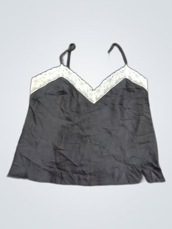 Black Camisole with White Lace Trim