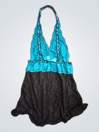 Blue and Black Romper