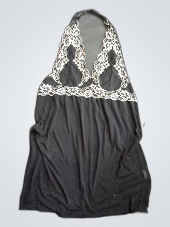 Black Lace-Trimmed Halter Neck Top