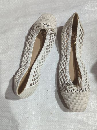 White Woven Flats