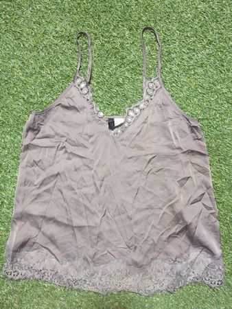 Gray Lace-Trimmed Camisole