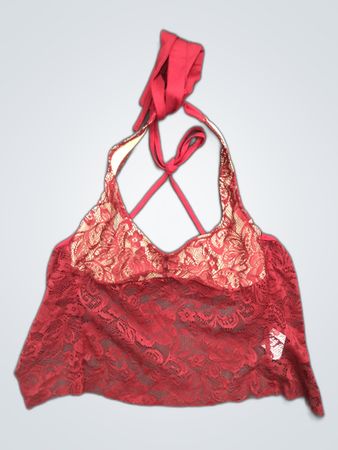 Red Lace Halter Camisole Top