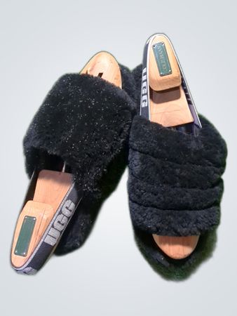 UGG Black Shearling Slides