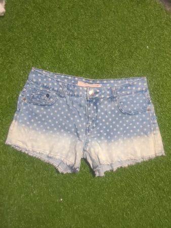 Polka Dot Denim Shorts