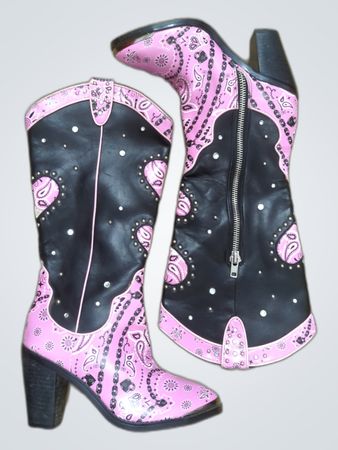Pink and Black Cowboy Boots