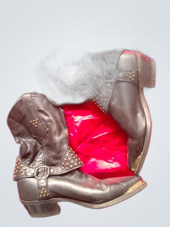 Black Studded Leather Cowboy Boots