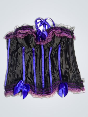 Unbranded Black Purple Lace Bustier Corset