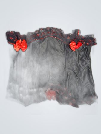 Black Corset with Red Lace and Ribbons